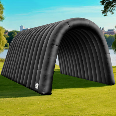 16FT Inflatable Tunnel Entrance with Continuous Air Blower, Large Sports Tunnel for Events, Advertising, and Exhibitions (Black, 16x10x10FT)