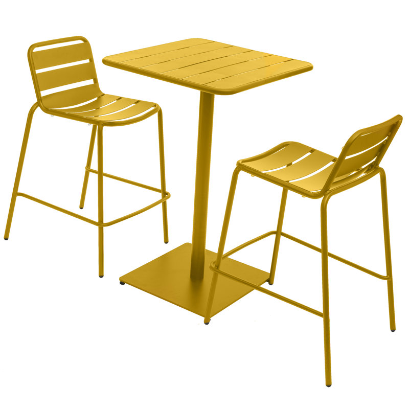 Yasser Square Metal Outdoor Bar Table , 65cm cm W 65cm cm D, Mustard