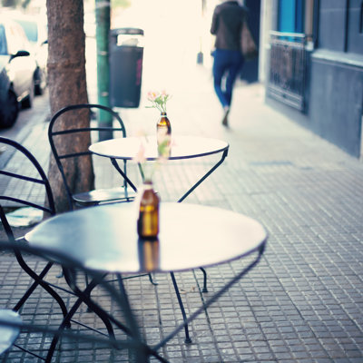Cafe Tables - Wrapped Canvas Photograph