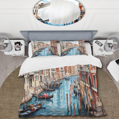 Venetian Artistry Canal - Italy Duvet Cover Set - Microfiber Polyester