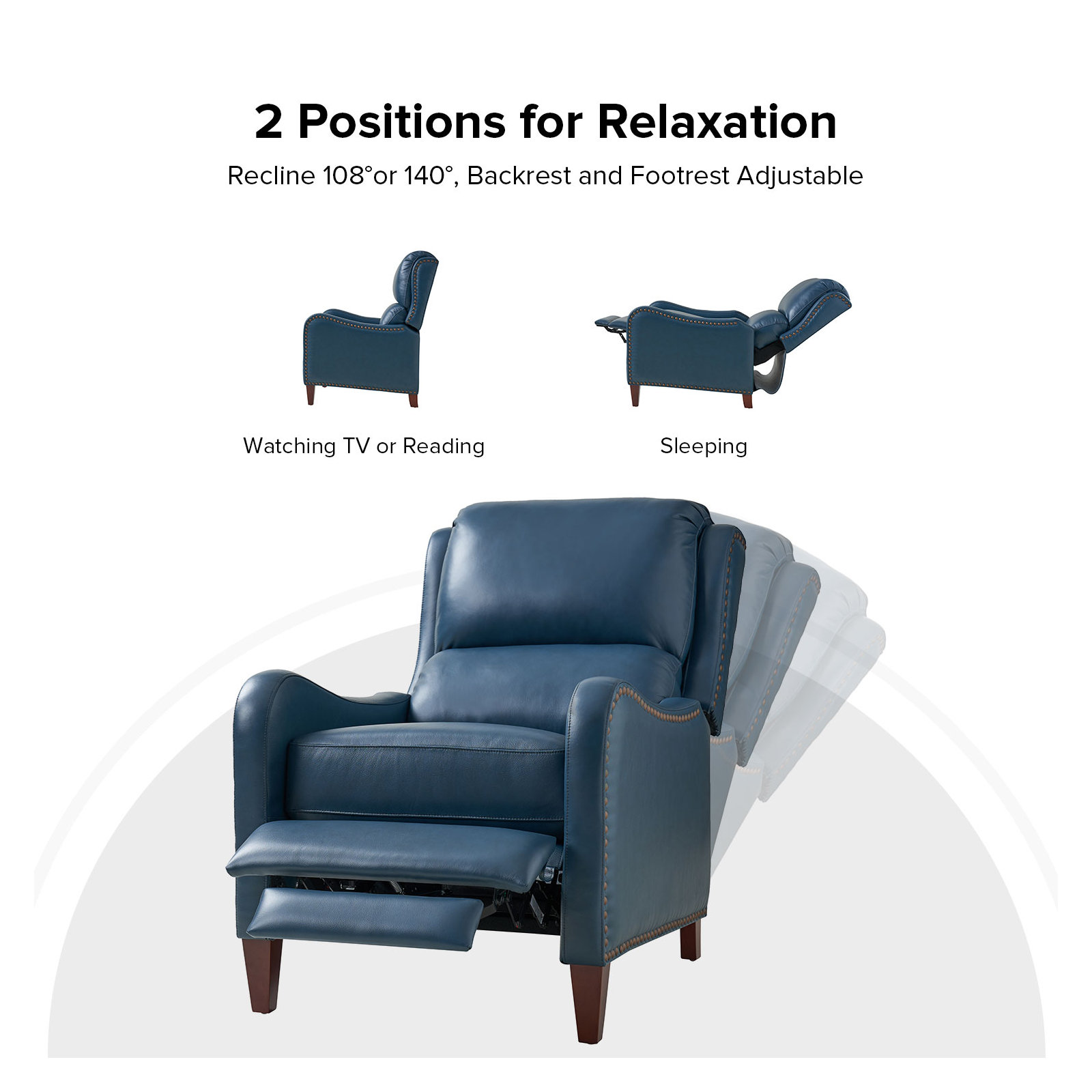 Beecher 28.75" Wide Genuine Leather Manual Club Recliner, Turquoise Genuine Leather