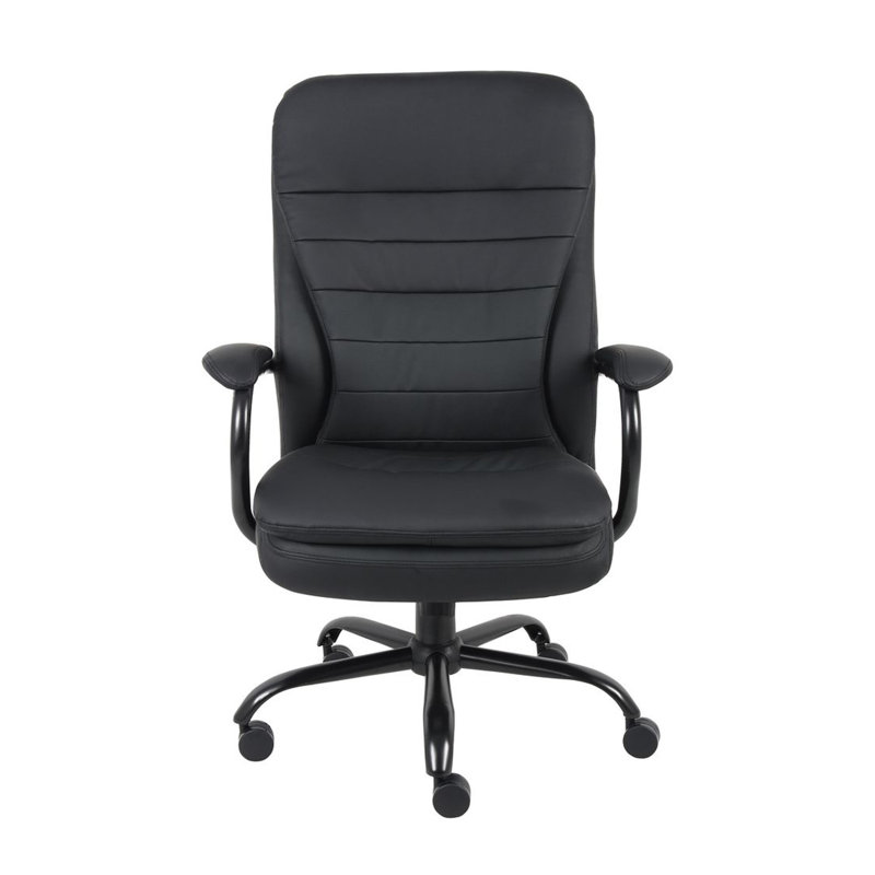 Ava Rolling Oversized Office Chair, Swivel, Black Vinyl, 400Lbs, Black