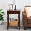 Table d'appoint en bois massif avec tiroir et tablette de rangement Halleli