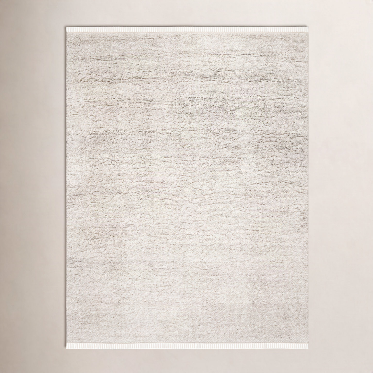 Wyly Beige Handmade Shag Wool Rug, Rectangle 8' x 10'