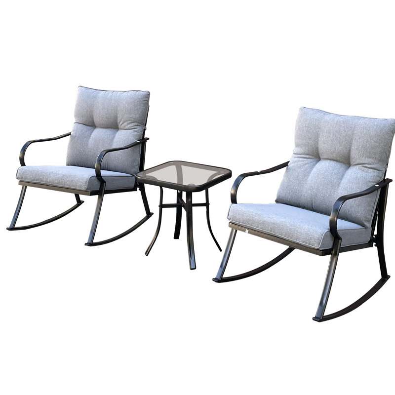 Fauteuil à bascule gris moyen avec fauteuil et coussin solide, Gris moyen