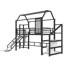 Lit mezzanine simple avec glissade et escalier, structure en métal durable, conception de maisonnette pour chambre d'enfant