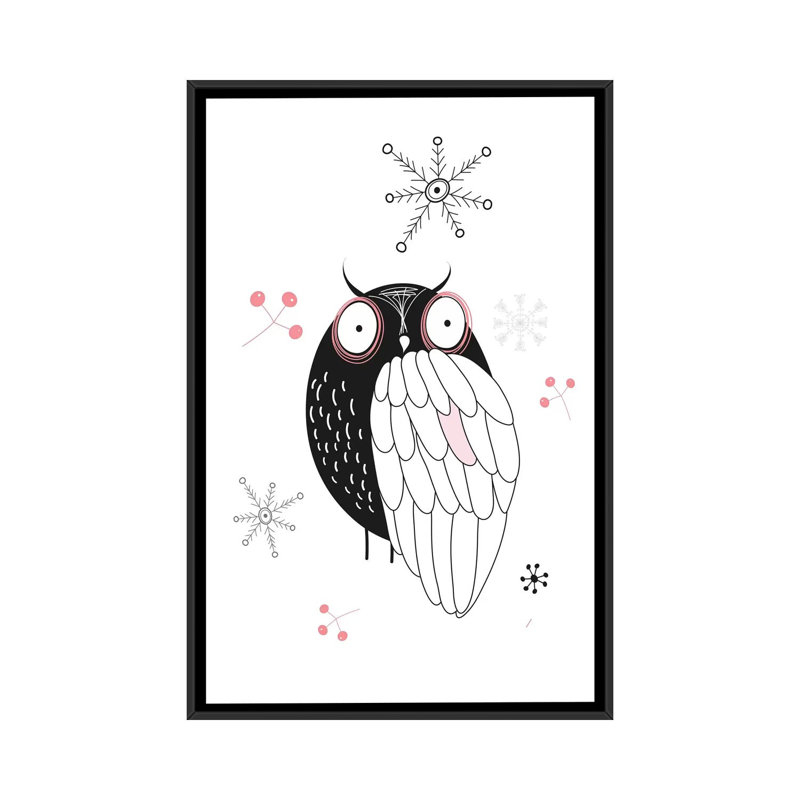 « hibou ii », impression sur toile, H 26 po x l 18 po x P 1,5 po, Toile avec cadre noir