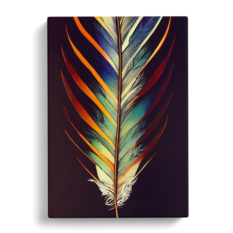 Feather Of Colour No.6 - Wrapped Canvas, 50cm H x 35cm W x 3cm D