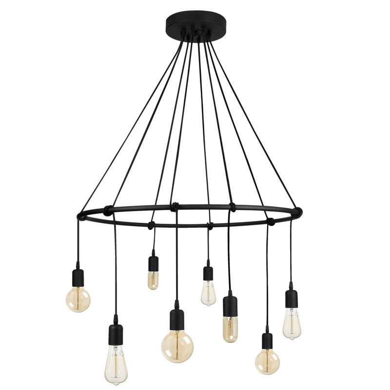 Luminaire suspendu à 8 lumières Hern, Noir