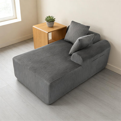 Causeuse surdimensionnée en velours côtelé avec 2 coussins et poches latérales Boneless