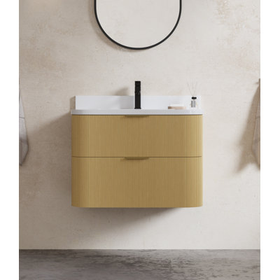 Maxbano 30" Single Wall Mounted Bathroom Vanity with White Quartz Top and Backsplash