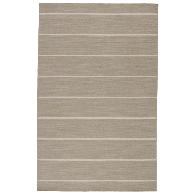 Tapis brun / gris clair en laine tissé à plat à la main Creekmont, Rectangle 9 pi x 12 pi
