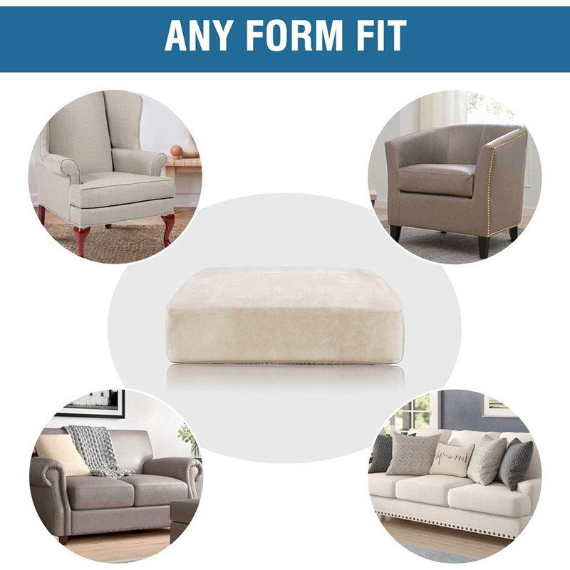 Ensemble de housse de coussin en velours ivoire - housse extensible en peluche 3 pièces pour coussins de siège, de chaise et de causeuse
