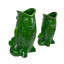 Ensemble de 2 vases décoratifs de table en porcelaine verte brillante, motif poisson gargouillants, 20 cm de haut.
