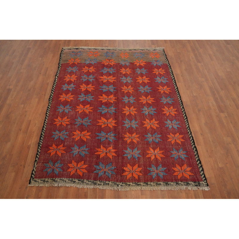 Tapis en laine à motif géométrique Kilim 5 x 7
