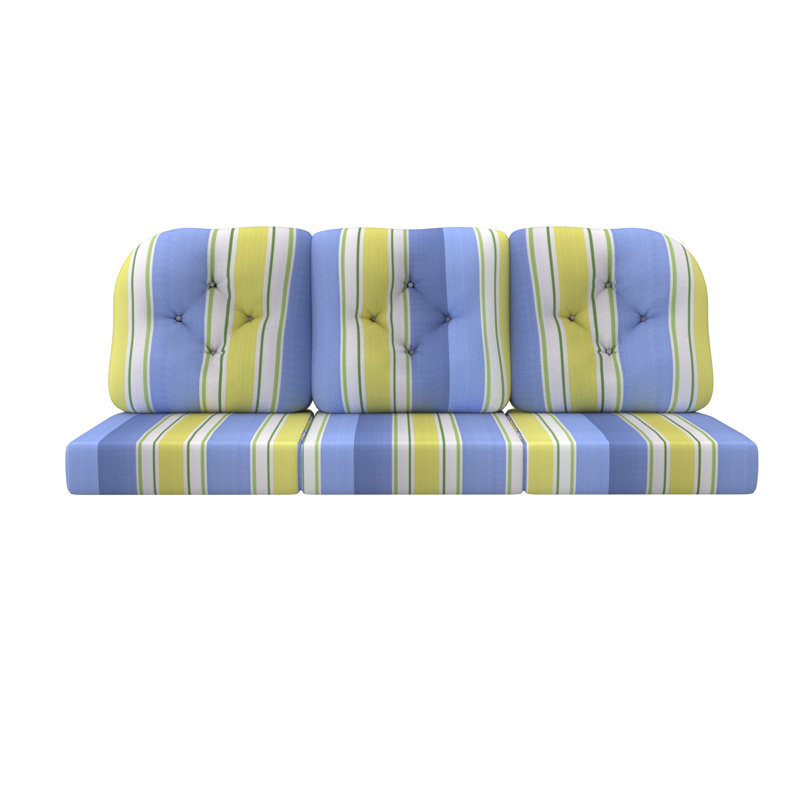 Coussin de canapé de patio intérieur / extérieur, Bleu / vert / jaune / blanc