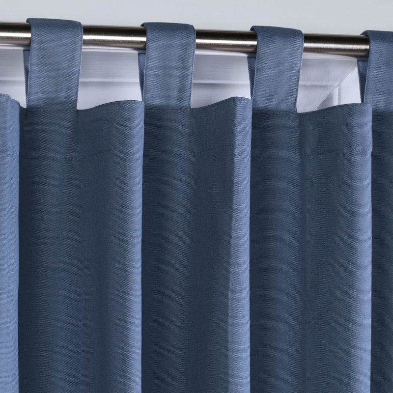 Mcgowen 100% Cotton Solid Room Darkening Thermal Tab Top Curtain Panel, Blue, 40" W X 63" L