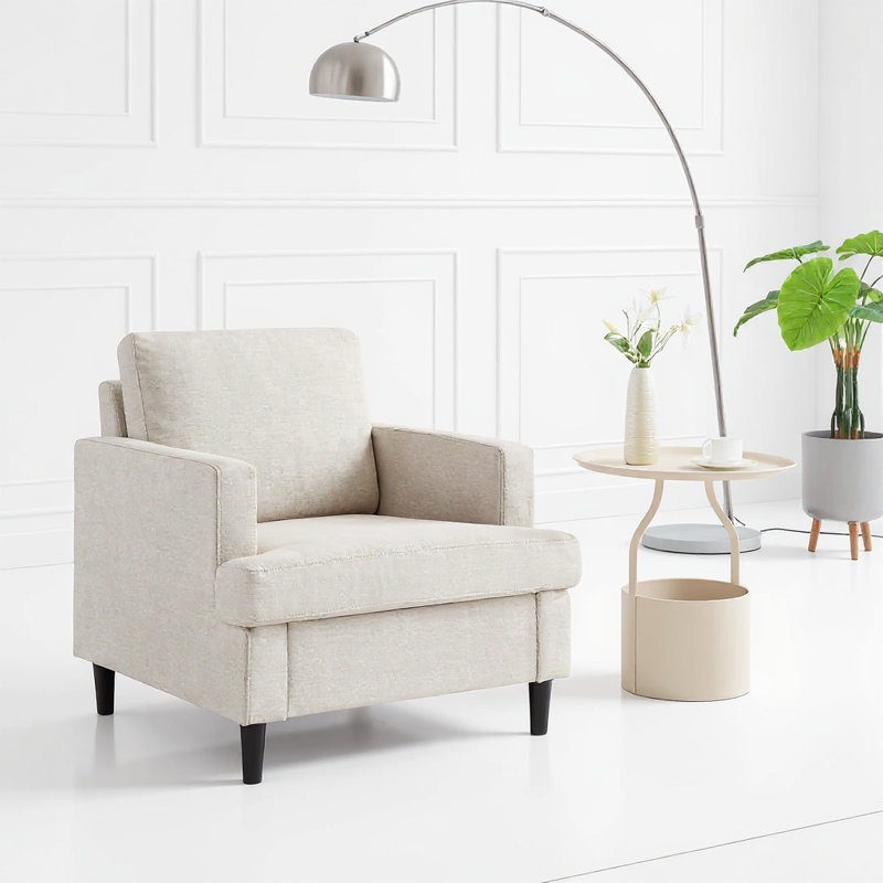 Chaise d'appoint, fauteuil à accoudoirs arrondis, Beige