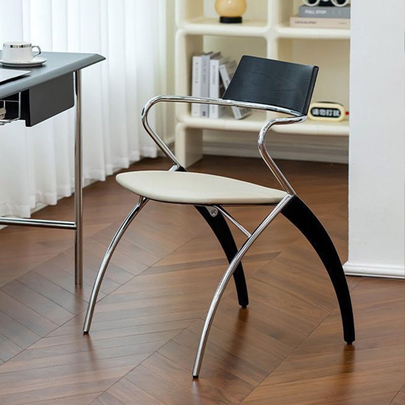 Chaise d'appoint à dossier bas noir et blanc (ensemble de 2), Noir, blanc