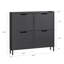 Armoire à chaussures étroite avec tiroirs rabattables, rangement pour chaussures de vestibule pour vestibule, petit espace, étagère à chaussures avec 4 tiroirs, noir, motif à vagues, l 39,4 po x P 7,5 po x H 35,4 po-98918228-129911300-129911301