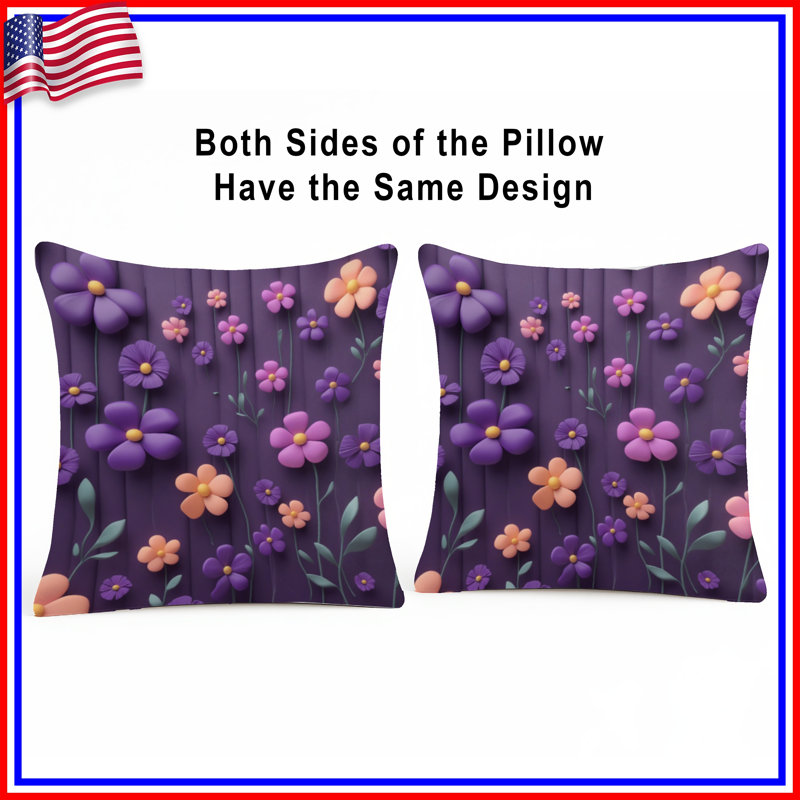 Coussins décoratifs mauves et roses, 20 x 20 pouces