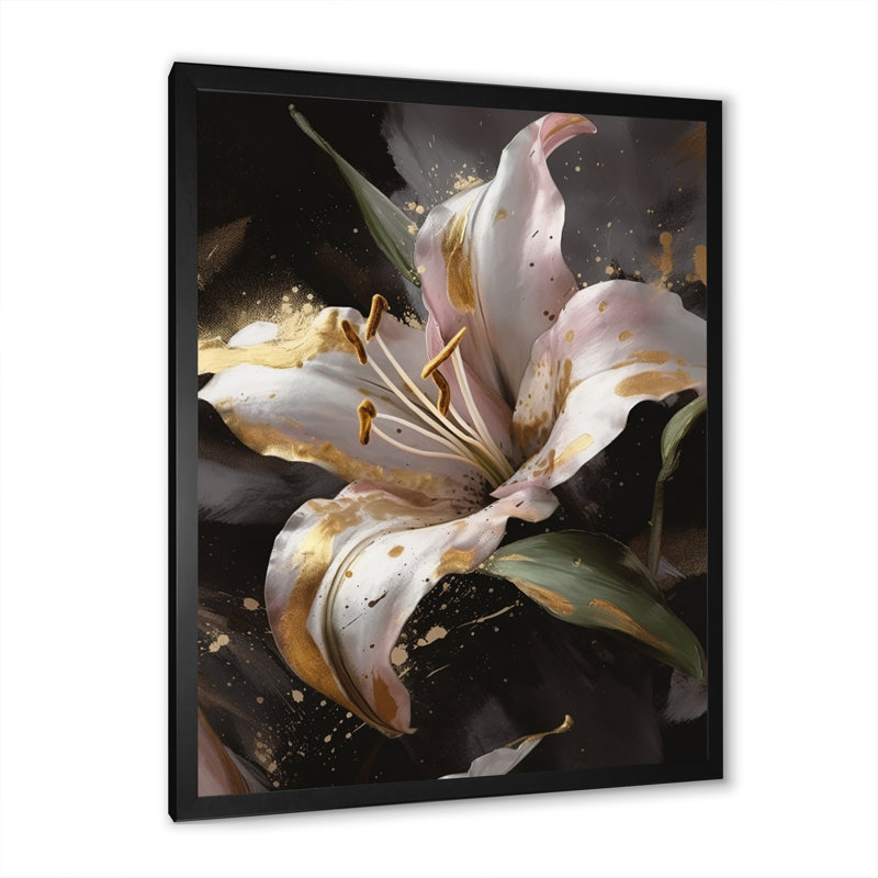 Blanc gracieux lys III - impression, Cadre photo noir, H 32 po x l 24 po x P 1 po