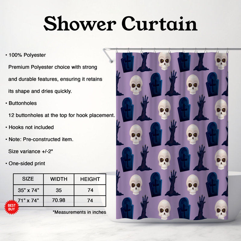 Rideau de douche standard 1 pièce Haunted Fix, H 74 po x l 71 po
