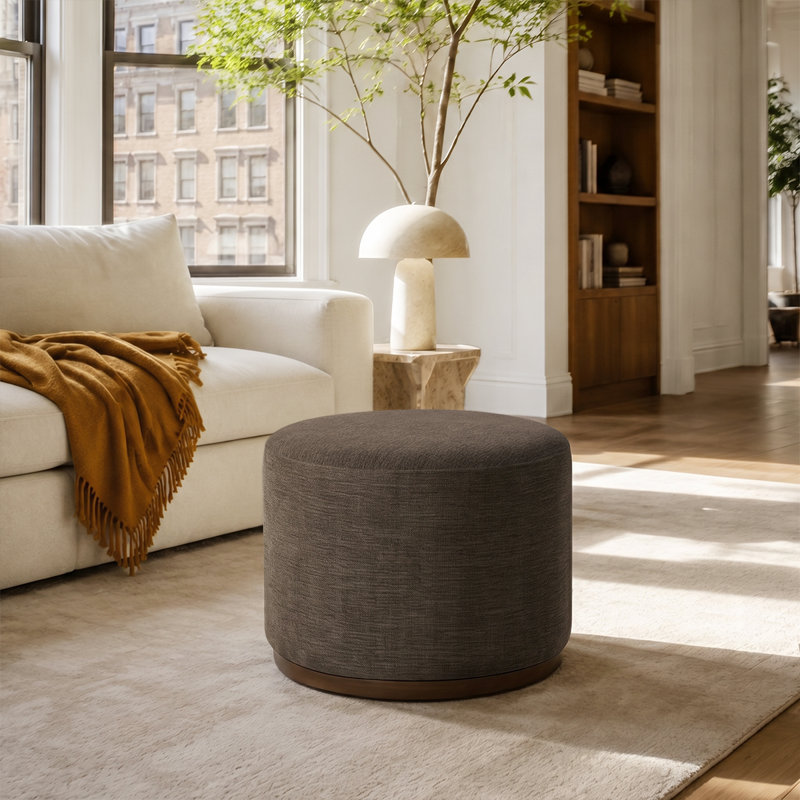 Pouf pivotant rembourré 22,5 po, Brun