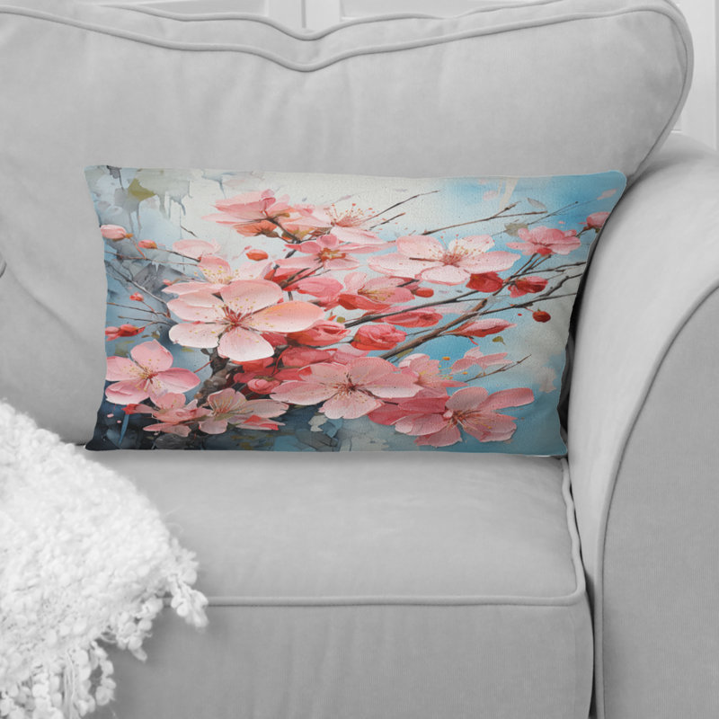 Coussin rose imprimé "Apple Blossom Collage III"