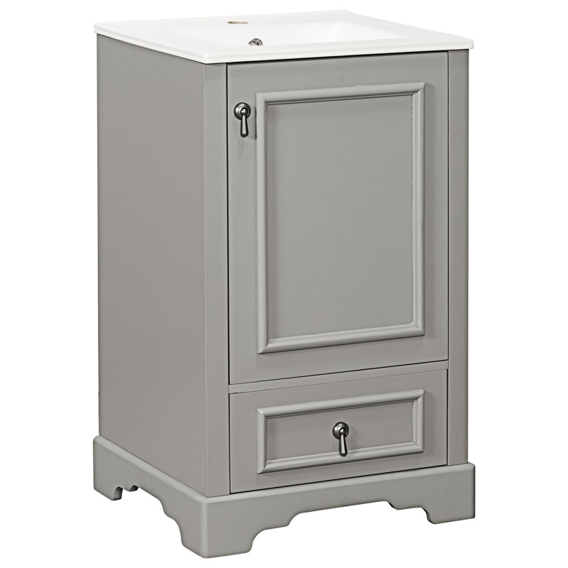 Bathroom Vanity With Ceramic Sink, Gray