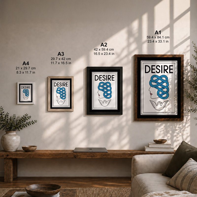 Desire Within Japandi - Framed Print, A1 - 84.1 x 59.4 cm, Oak