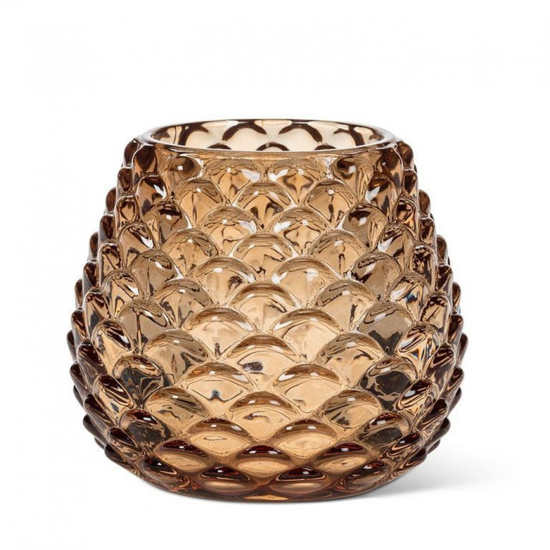 Photophore moyen Pinecone, Amber, 3" H x 3.5" W x 3.5" D