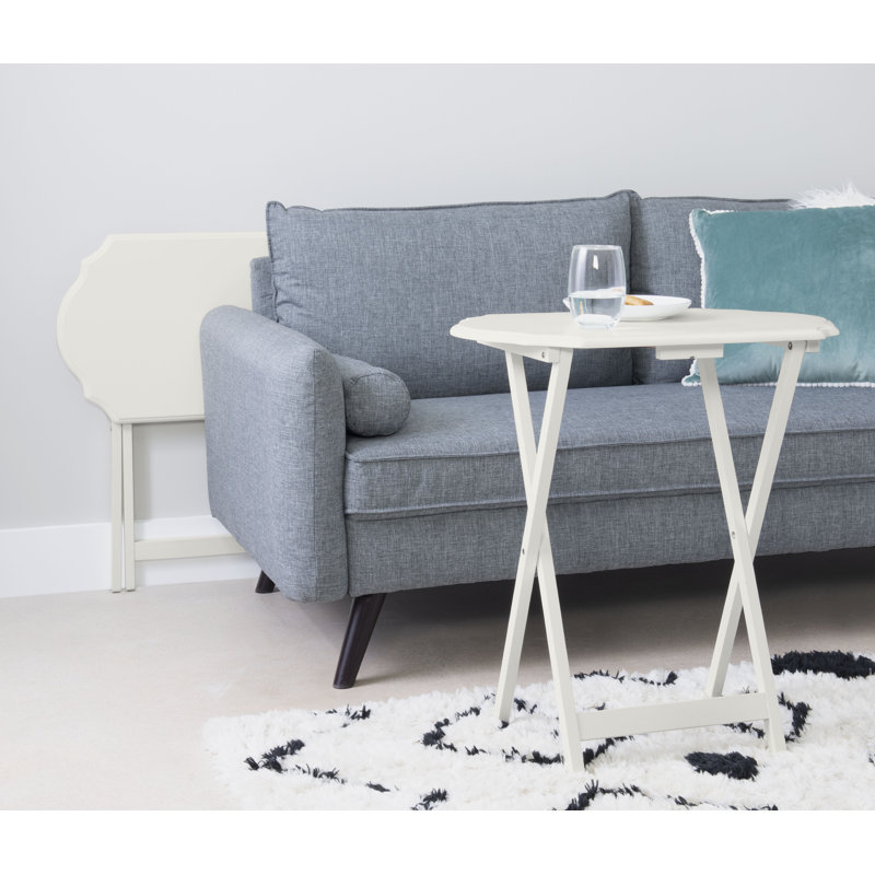 Bailie Folding Snack End Table, White