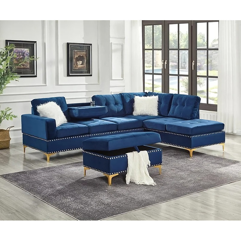 Canapé modulaire Angad, Chenille bleu