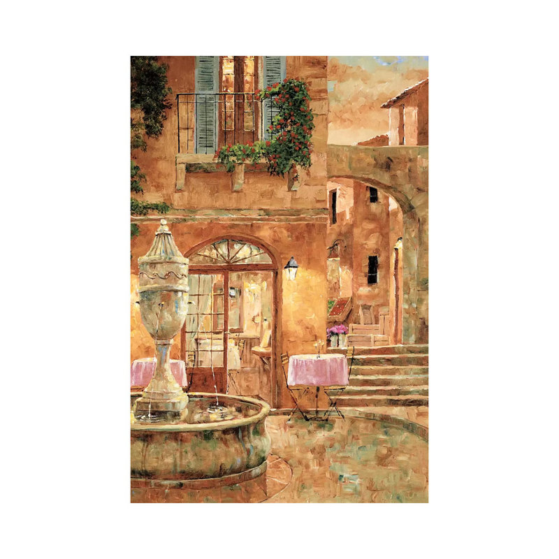 Evening At The Fountain by Gilles Archambault - Wrapped Canvas Painting, 101.6 cm H x 66.04 cm W x 1.91 cm D