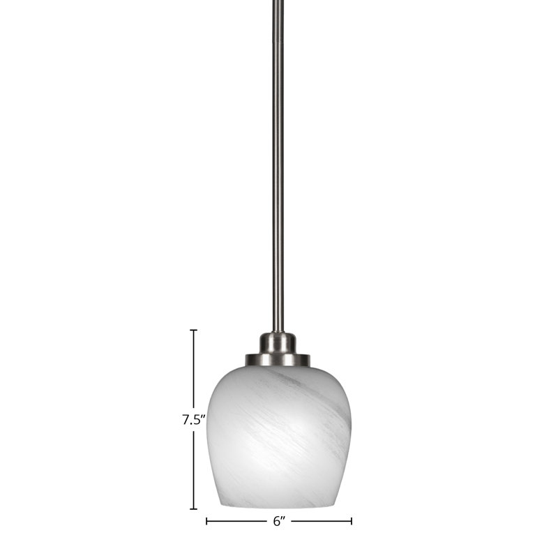 Mini-luminaire suspendu 1 lumière Odyssey, Nickel brossé, Blanc