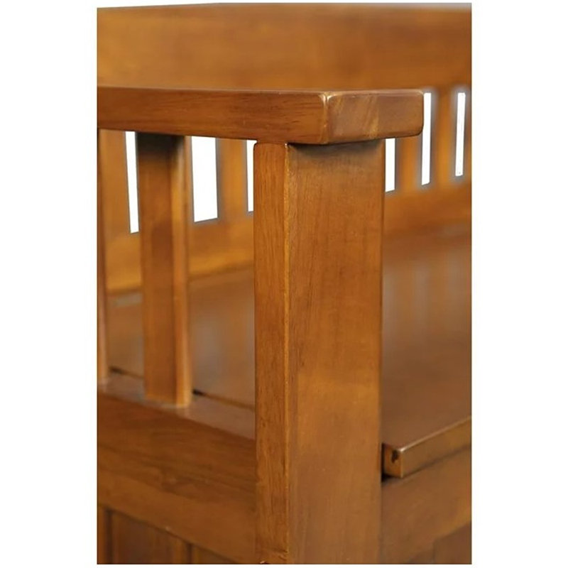 Transitional Medium Brown Wood Veneer Gun Concealment Bench with Storage