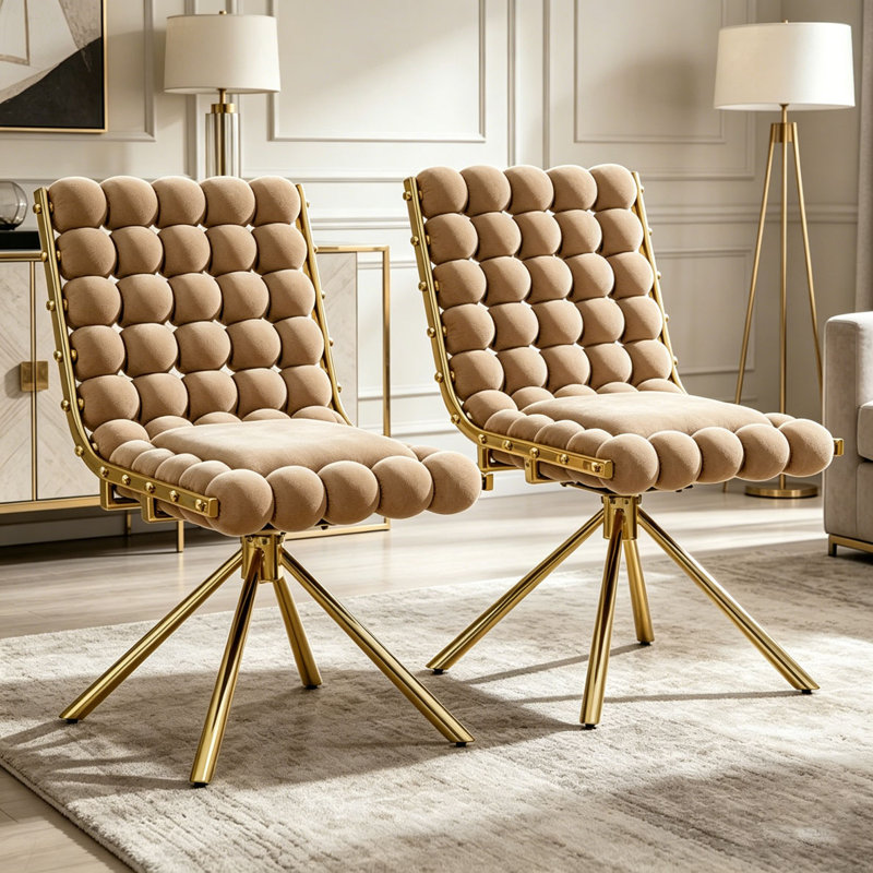 Ensemble de chaises de salle à manger Bubble Chair, Pieds brun-or