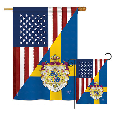 Drapeau de polyester vertical décoratif à 2 côtés american suède amitié of the world impressions