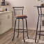 Ensemble de 3 tables et chaises de bar pour salle à manger, chaises de bar à hauteur de comptoir industrielle avec dossier en métal et siège en tissu
