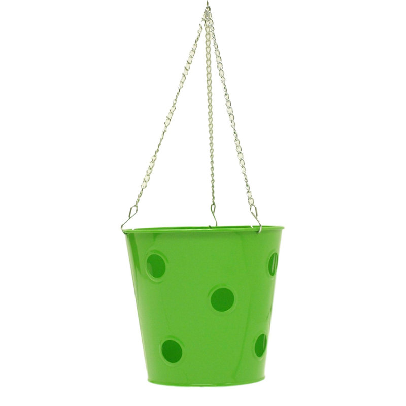 Pot à fleurs suspendu en acier galvanisé Anakie, Vert pomme