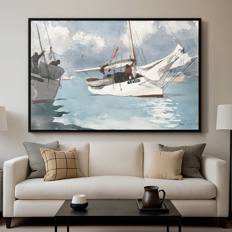 Bateaux de pêche, Key West, 1903 - Winslow Homer, toile tendue avec châssis, 26 x 40, Naturel