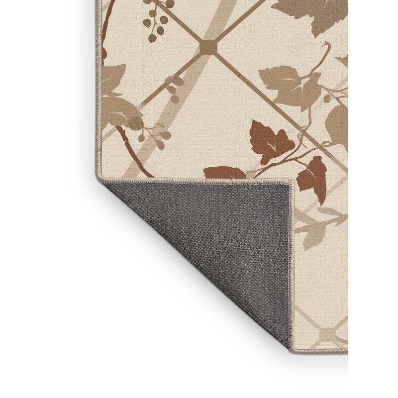 Tapis beige moelleux moelleux et classique à motif de treillis Esmont Wisteria, Rond 4 pi