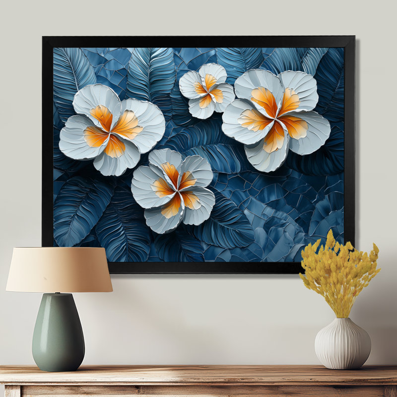 «Coel Golden Harmony Of Hibiscus At Night - Hibiscus, art mural sur toile, Reproduction encadrée d'une seule photo