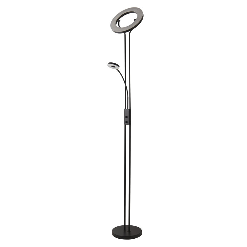 Chatan 180cm LED Torchiere Floor Lamp, Black/White, Matt Black