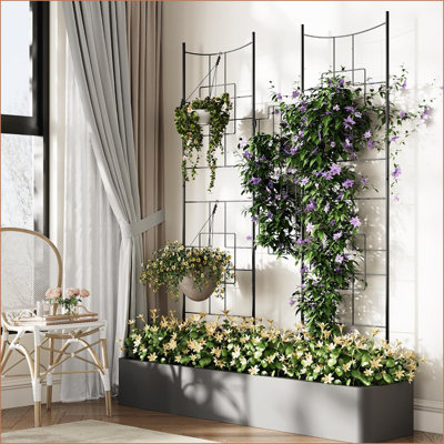 Decorative Garden Trellis For Climbing Plants - Sturdy Metal Plant Support For Vines, Flowers & Veggies - Outdoor Trellis For Patio, Garden & Backyard