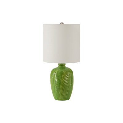 Lighting, 19"h, Table Lamp, Green Ceramic, White Shade, Contemporary