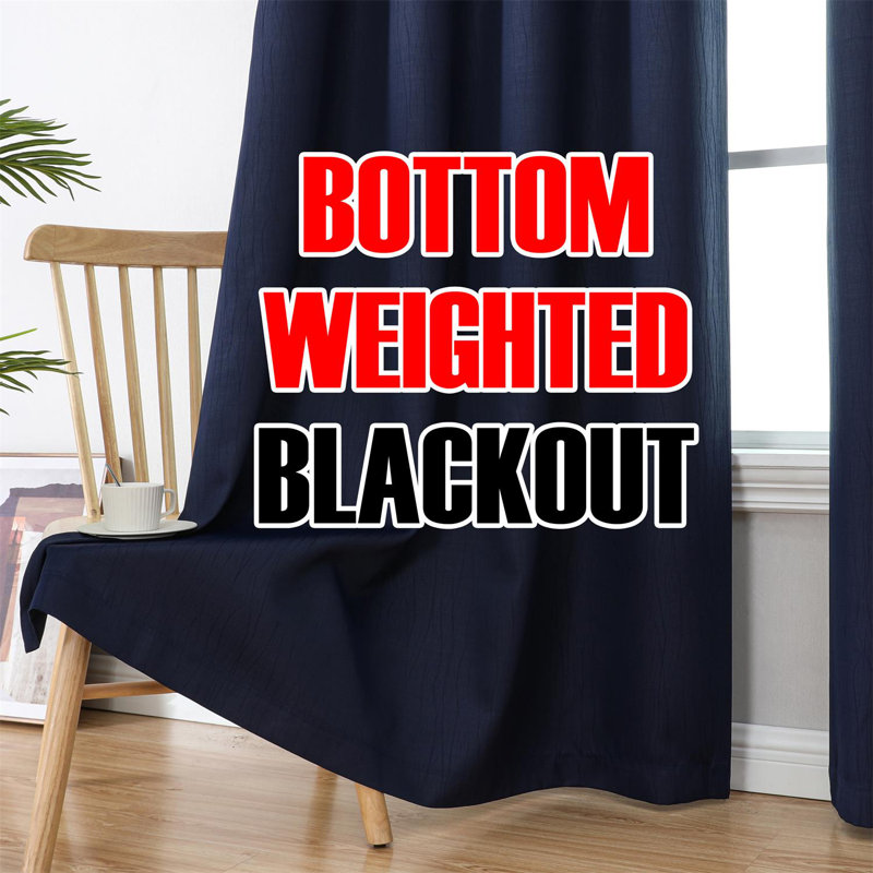 Embossed Blackout Curtain, 50" W x 63" L, Navy Blue
