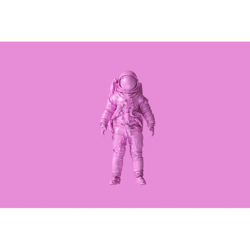 Pink Spaceman Astronaut Cosmonaut - Wrapped Canvas Print, 61cm H x 91cm W x 3.8cm D