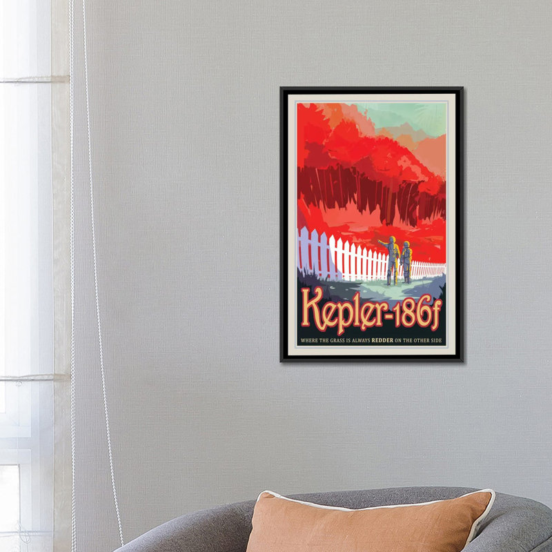 «Visions of the future»: Kepler-186F - Reproduction d'art graphique encadré, Toile avec cadre noir, Pas de tapis